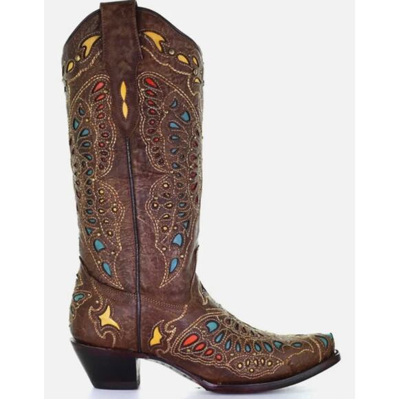Corral Butterfly Inlay Western Boots Brown Multicolor Leather Size 6M –EXCELLENT - Picture 15 of 16